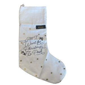 New In Package Perfectly Posh White Christmas Stocking